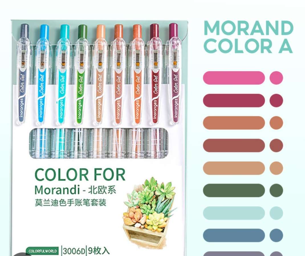 BOLIGRAFOS DE GEL MORANDI COLORES TIERRA X9